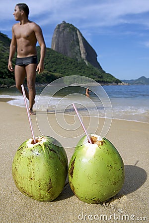Brazilian Coco Gelado Beach Rio de Janeiro Stock Photo