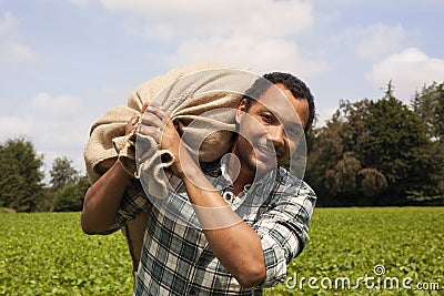 Brazilian coffee farmer at coffee plantation Stock Photo