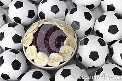 Brazilian Culture Acai and Football Soccer Balls Stock Photo