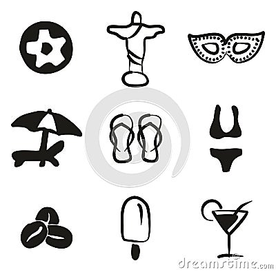 Brazilian Culture Icons Freehand Fill Vector Illustration