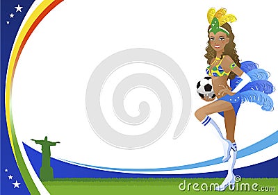 Brazilian dancer and Christ statue - Football concept Stock Photo