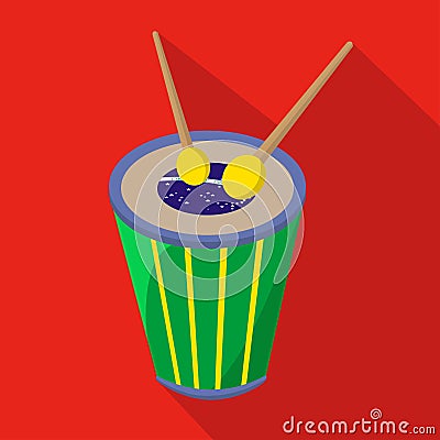 Brazilian drum cartoon flat icon. Brazil. Vector illustration. Vector Illustration