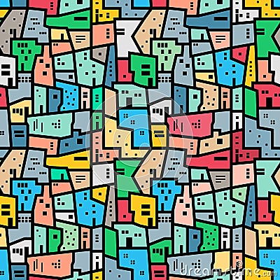 Brazilian favela. Bright colored seamless pattern. Vector Illustration