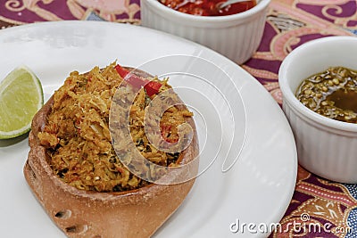 Brazilian food: casquinha de siri on white dish Stock Photo