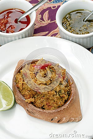 Brazilian food: casquinha de siri on white dish Stock Photo