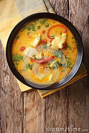 Brazilian food: Moqueca Baiana of fish and bell peppers in spicy Stock Photo