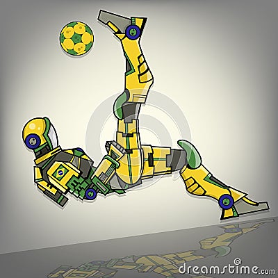 Brazilian Football Robot Vector Illustration