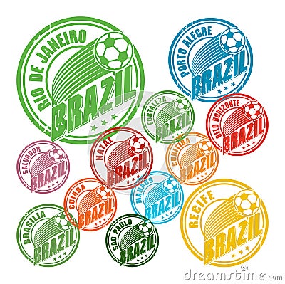 Brazilian football stamps set Vector Illustration