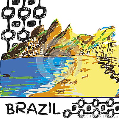 Brazilian hand drawn sketch. Vector Illustration