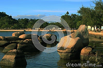 osÃ© BonifÃ¡cio Beach at Paqueta Island (Ilha de Paqueta), from the Bridge of Longing (Ponte da Saudade) Stock Photo