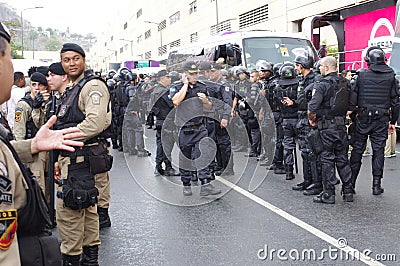 Brazilian military forces during Olympic torch relay Editorial Stock Photo