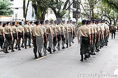 Brazilian military officers parading on independence day, in Salvador, Bahia Editorial Stock Photo