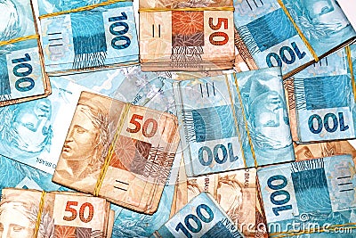 Brazilian money packages Stock Photo