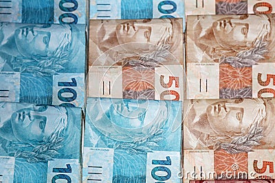 Brazilian money packages Stock Photo