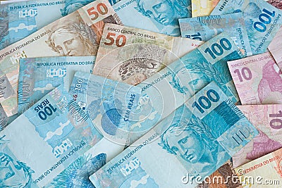 Brazilian money / reais / different nominal Stock Photo