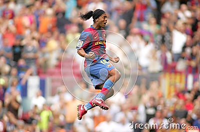 Brazilian player Ronaldinho in action Editorial Stock Photo