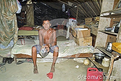 Brazilian poverty of a landless young man Editorial Stock Photo
