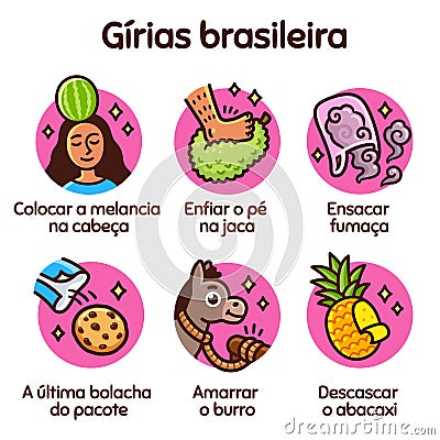 Brazilian slang phrases Vector Illustration