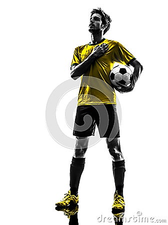 Brazilian soccer football player young man silhouette Stock Photo