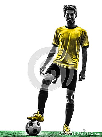 Brazilian soccer football player young man silhouette Stock Photo