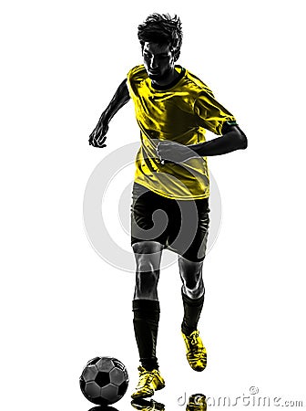 Brazilian soccer football player young man silhouette Stock Photo