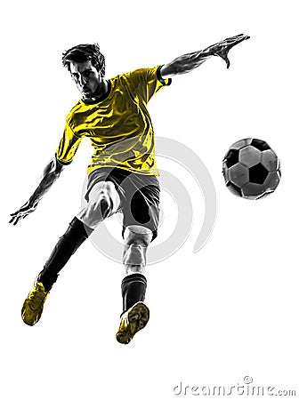 Brazilian soccer football player young man silhouette Stock Photo