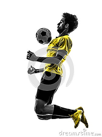 Brazilian soccer football player young man silhouette Stock Photo