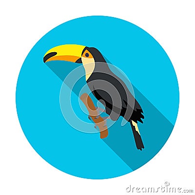 Brazilian toucan icon in flat style isolated on white background. Brazil country symbol Vector Illustration