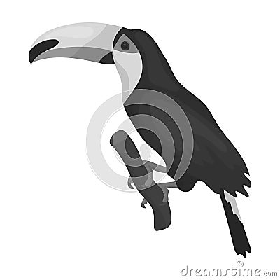 Brazilian toucan icon in monochrome style isolated on white background. Brazil country symbol stock vector illustration. Vector Illustration