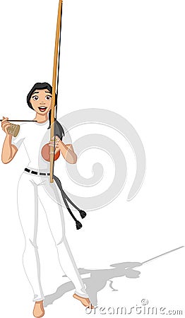 Brazilian Woman Playing Capoeira Vector Illustration