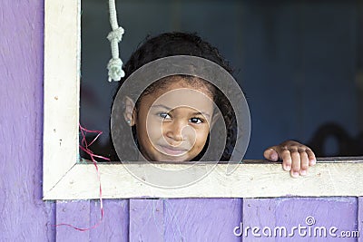 Brazilian young girl smiling in Manaus, Brazil Editorial Stock Photo