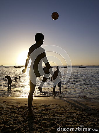 Brazilians Playing Altinho Futebol Beach Football Editorial Stock Photo