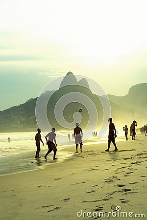 Brazilians Playing Altinho Keepy Uppy Beach Football Rio Editorial Stock Photo