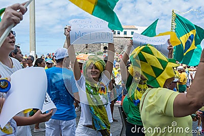 Brazilians protesting against the government of President Dilma Editorial Stock Photo