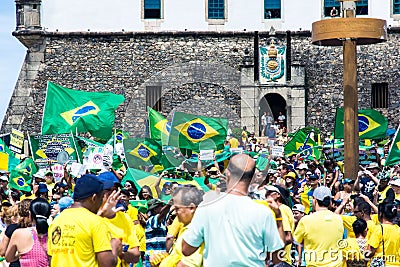 Brazilians protesting against the government of President Dilma Editorial Stock Photo