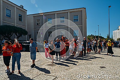 Brazilians queue to vote for the the Brazilian President at Lisbon`s Law University Editorial Stock Photo