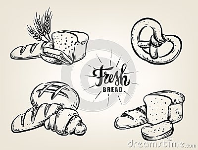 Bread bakery on beige Vector Illustration