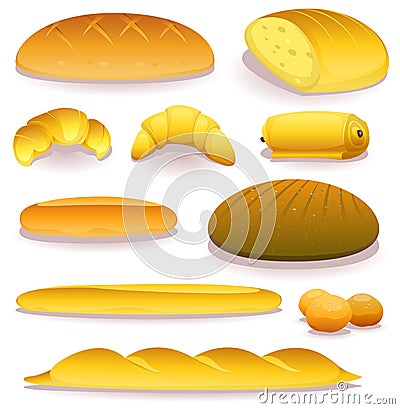 Bread And Bakery Icons Set Vector Illustration