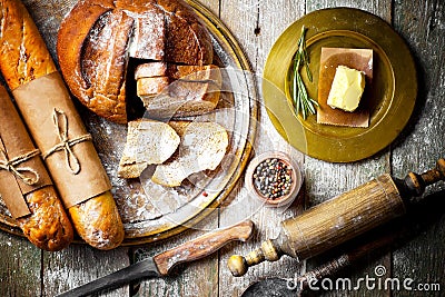 Bread baking in the composition Stock Photo