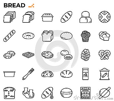 Bread and baking icon set Vector Illustration