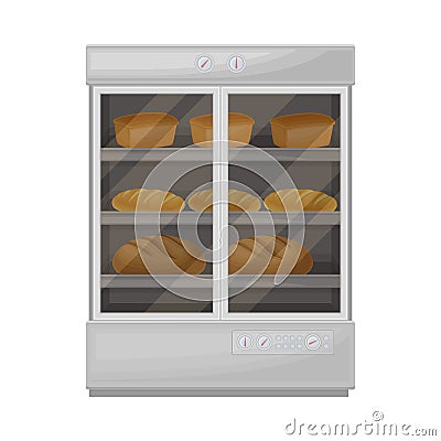 Bread baking in the oven, stage of bread production process on a white background Vector Illustration