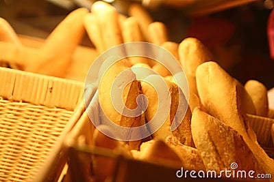Bread basket in golden warm color Stock Photo