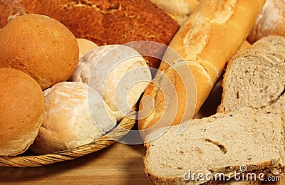 Bread board and breadbasket Stock Photo