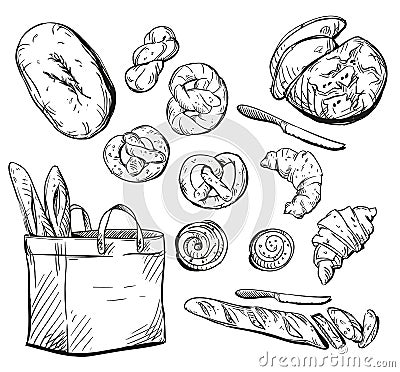Bread. Buns. Baking. Vector illustration. Vector Illustration