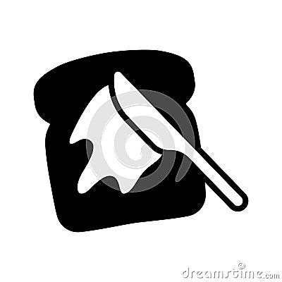 Bread with butter icon. Slice of buttered bread and knife. French-toast Vector Illustration