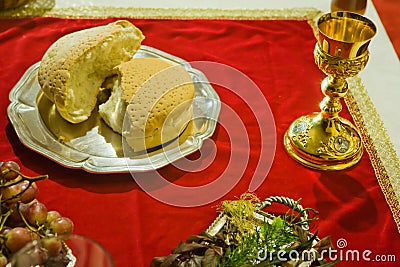 Bread and chalice Stock Photo