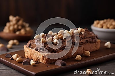 Bread chocolate cream food. Generate Ai Stock Photo