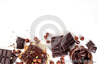 Bread with chocolate hazelnuts paste cream Stock Photo