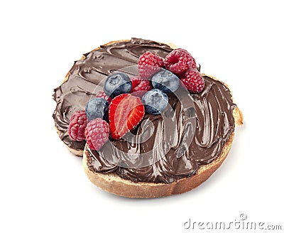 Bread with chocolate and sweet berries Stock Photo