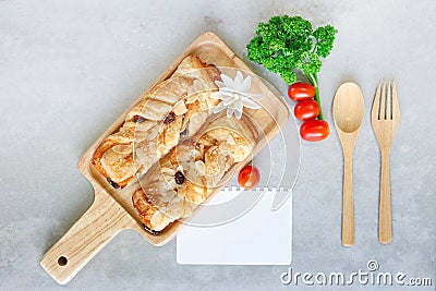 Bread crisp danish with raisins and almond Stock Photo